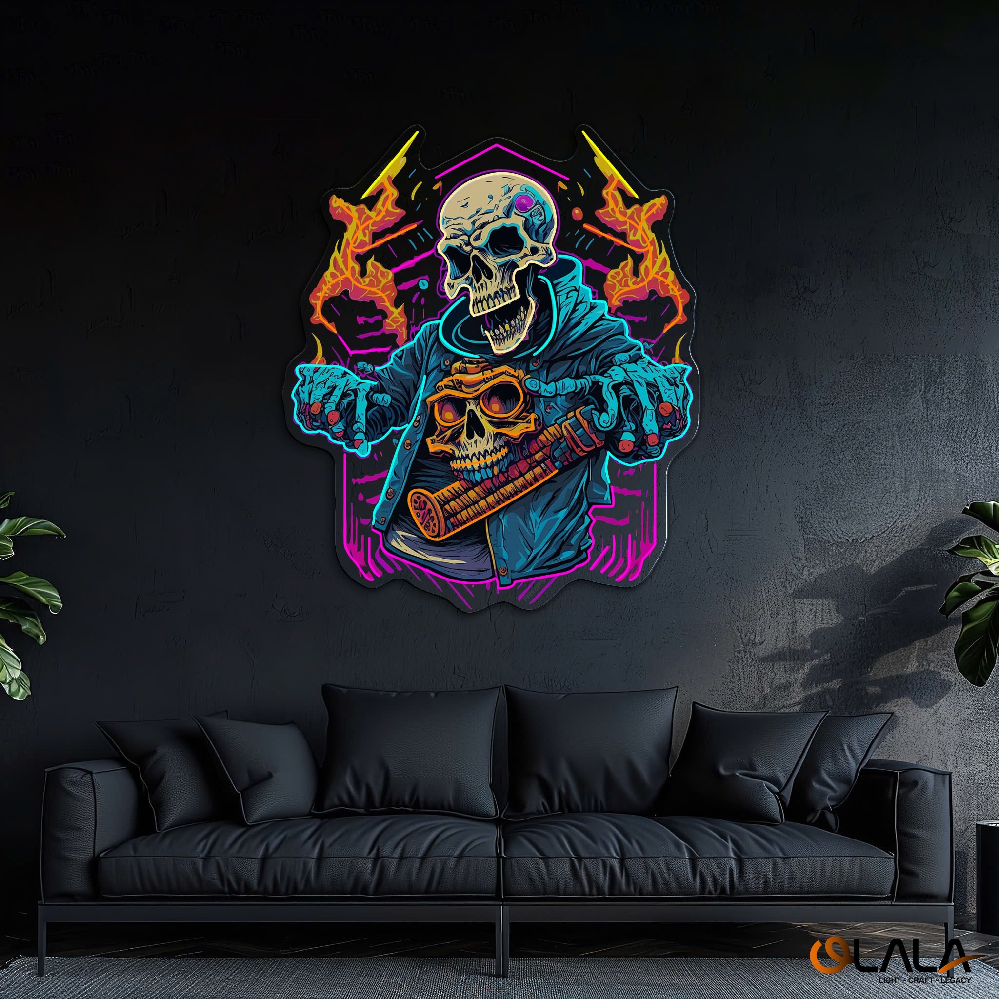 Skull Beats Neon Vibes from the Grave Neon Light Artwork